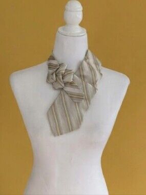 NWT Handcrafted Silk Ascot Scarf Upcycled Necktie Medium Preppy Lagenlook